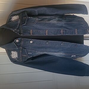 Distressed Stars and Stripes Jean Jacket size M